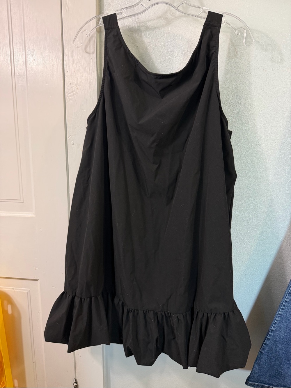 Cider Black Ruffle-Hem Sleeveless Mini Dress